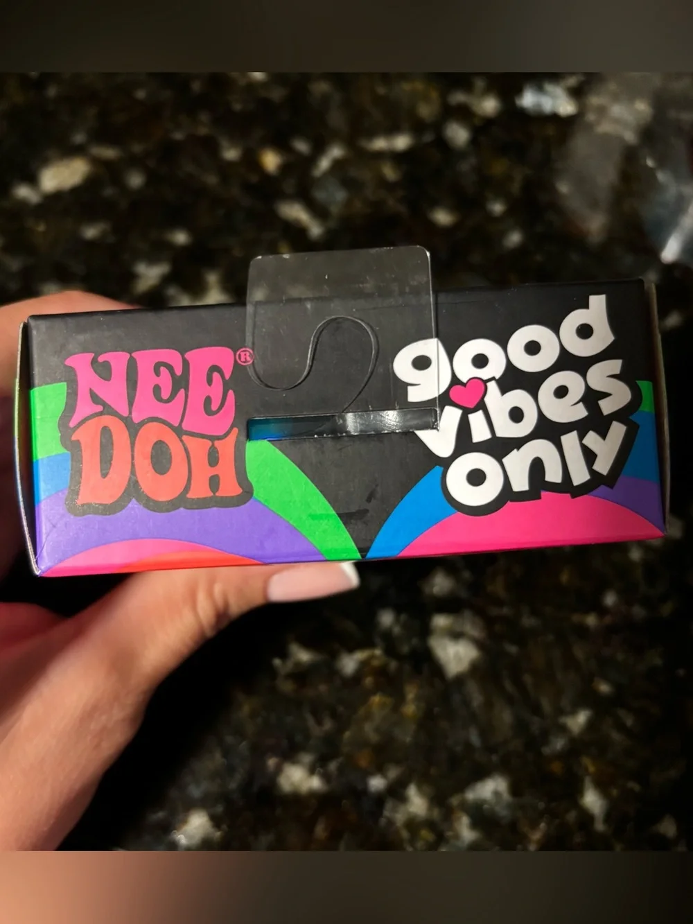 NeeDoh BLUE Peace Heart Squishy Glitter Good Vibes Only